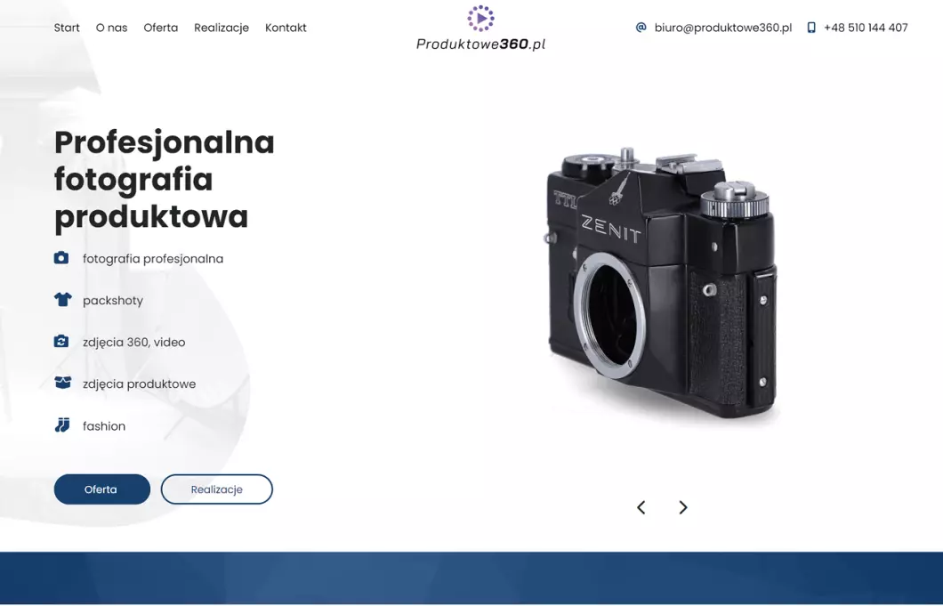 Zrzut ekranu strony Produktowe 360 - Zdjęcia produktowe