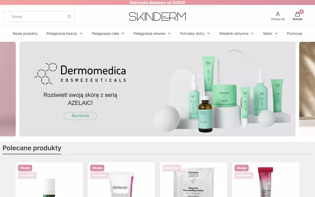 Zrzut ekranu strony SKINDERM