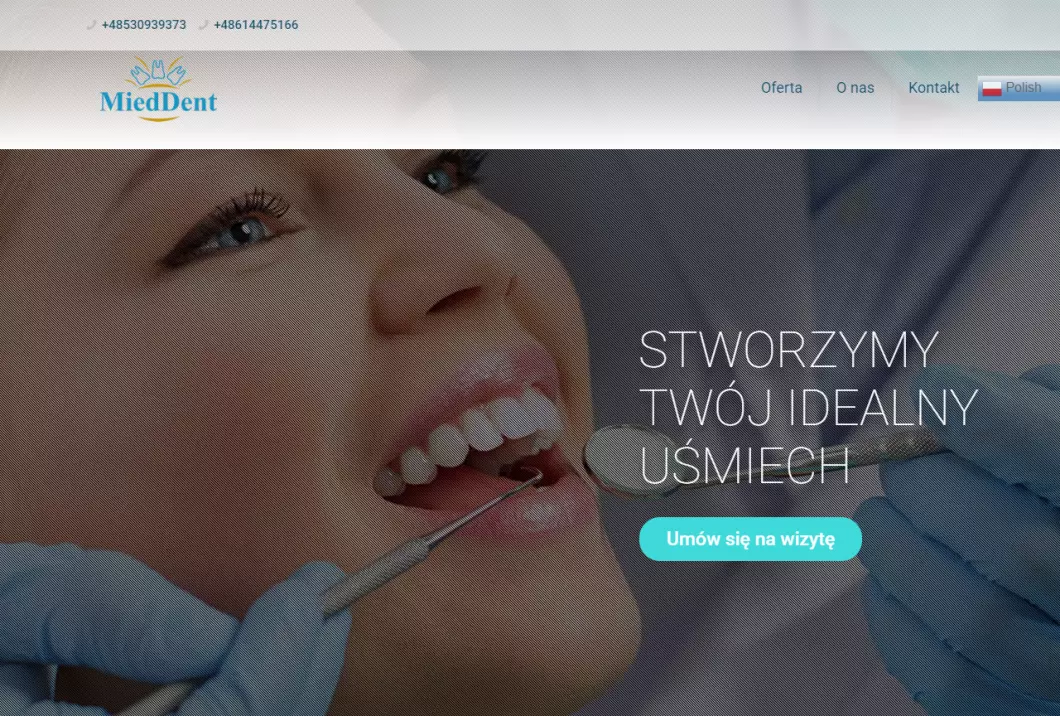 Zrzut ekranu strony MIED-DENT - przychodnia stomatologiczna