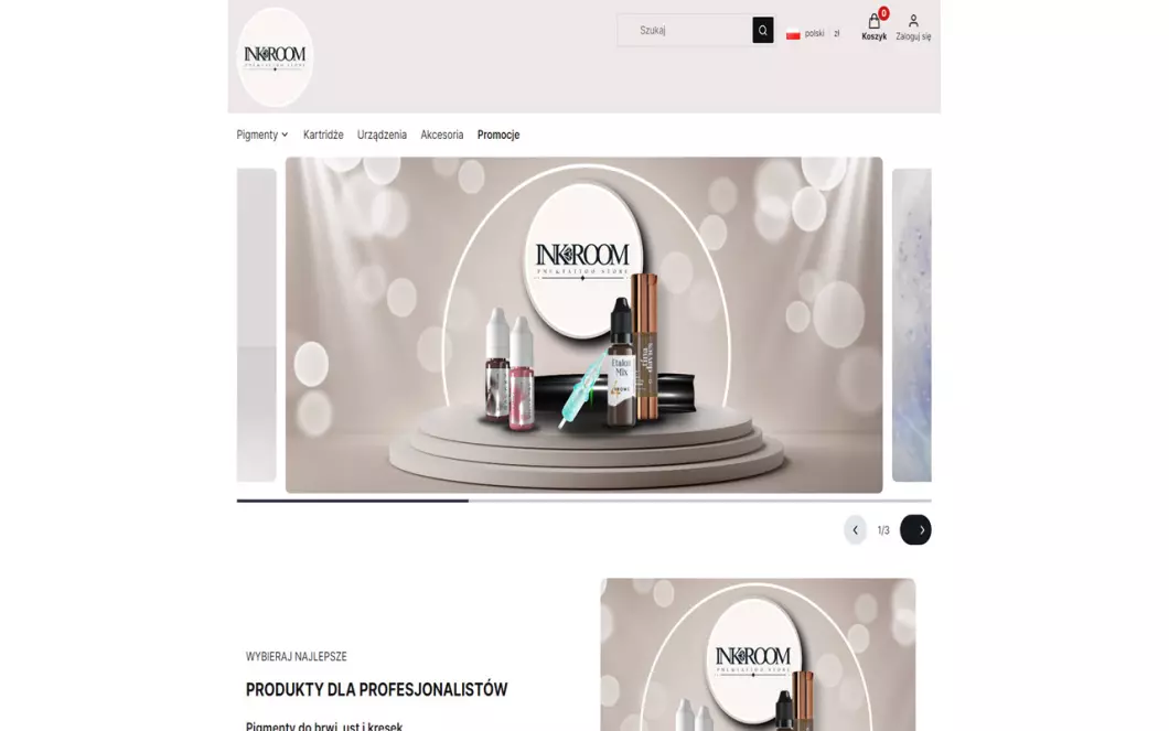 Zrzut ekranu strony INKROOM PMU STORE